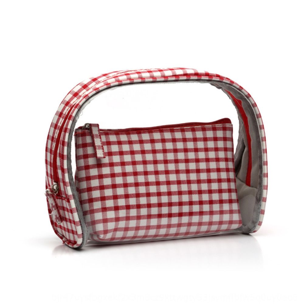 2020 Small Plaid Pvc Cosmetic Canvas Storage Storage Bag Waterproof Canvas Cosmetic Bag From ...