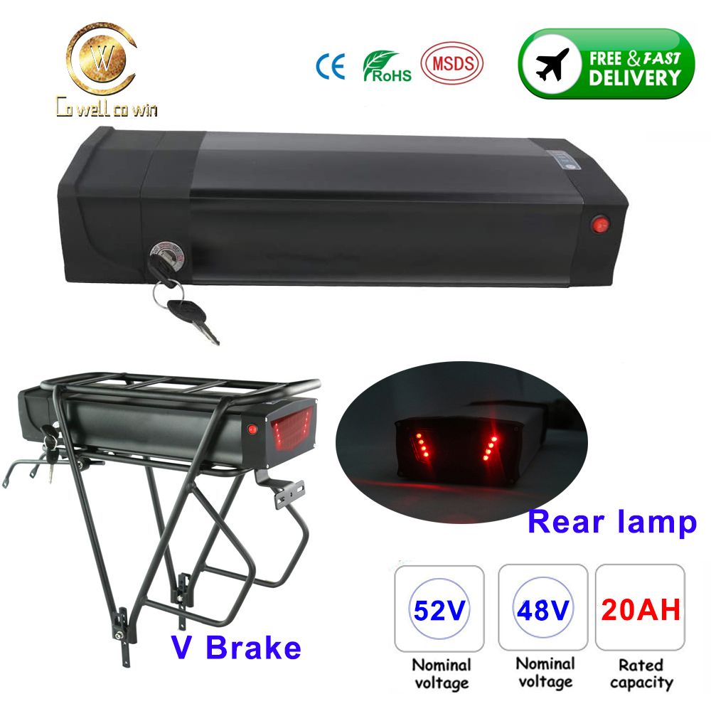 Rear Rack EBike Battery 48V 52V 20AH Powerful Electric Bicycle Battery