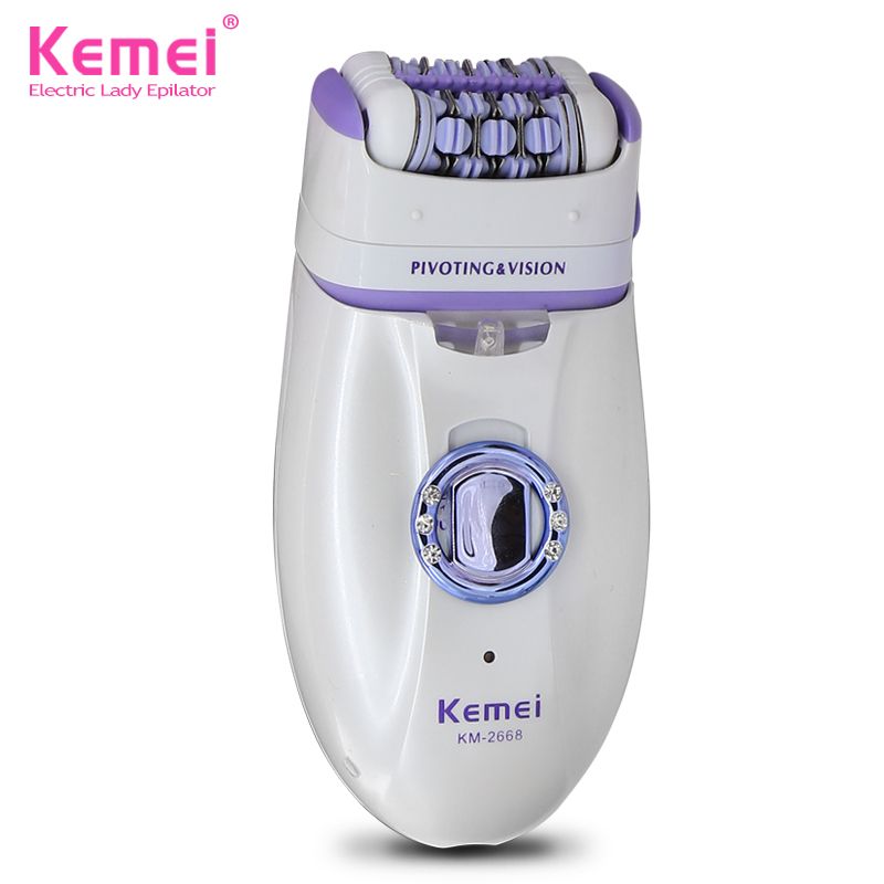 Kemei 2 In 1 Epilator Electric Shaver Defeatherer Depilatory Rechargeable Hair Remover Female