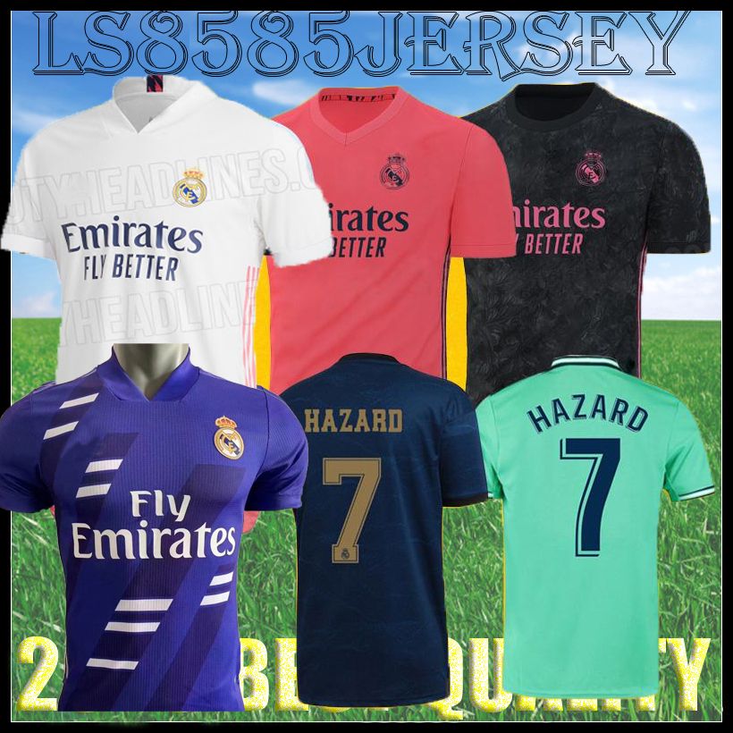 2020 20 21 Real Madrid HOME Soccer Jersey HAZARD SERGIO ...