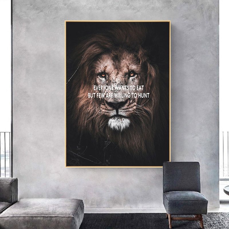2021 Lion Animal Canvas Poster Motivational Quotes Wall Art Print