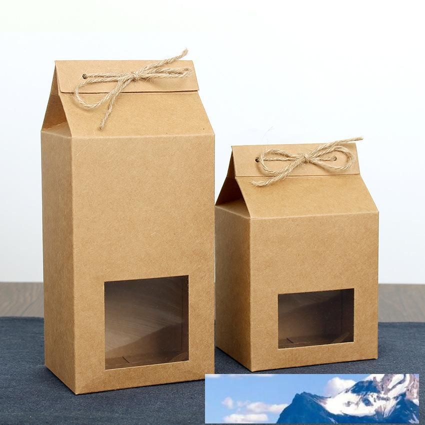 Tea Packaging Cardboard Kraft Paper Bag,Clear Window Box For Cake