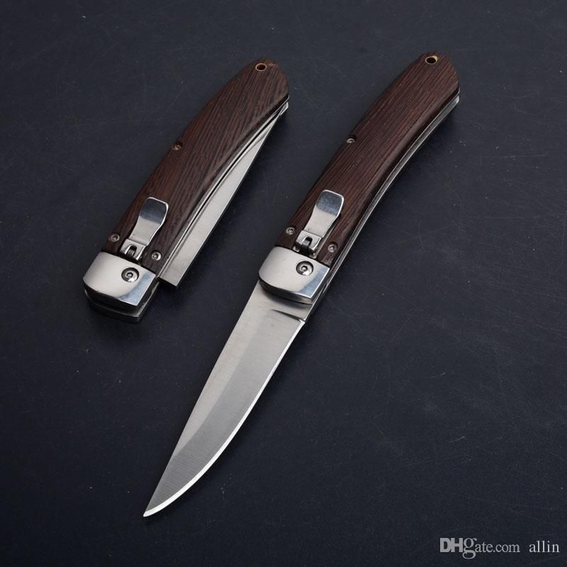 Promotion Cheap Auto Tactical Folding Knife 440C Satin Drop Point Blade