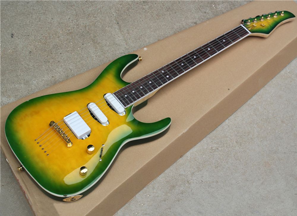 Factory Direct Sale Green Electric Guitar With Rosewood Fretboard,White