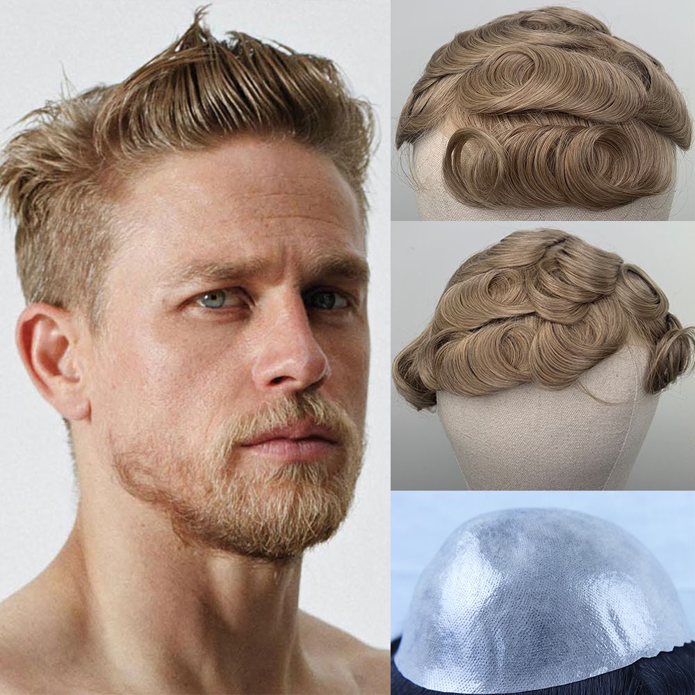 Popular Style Blonde Human Hair Toupee For Men Brazilian Remy Hair