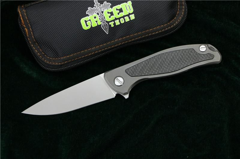 Green Thorn F95 Flipper Folding Knife Bearing D2 Blade TC4 Titanium