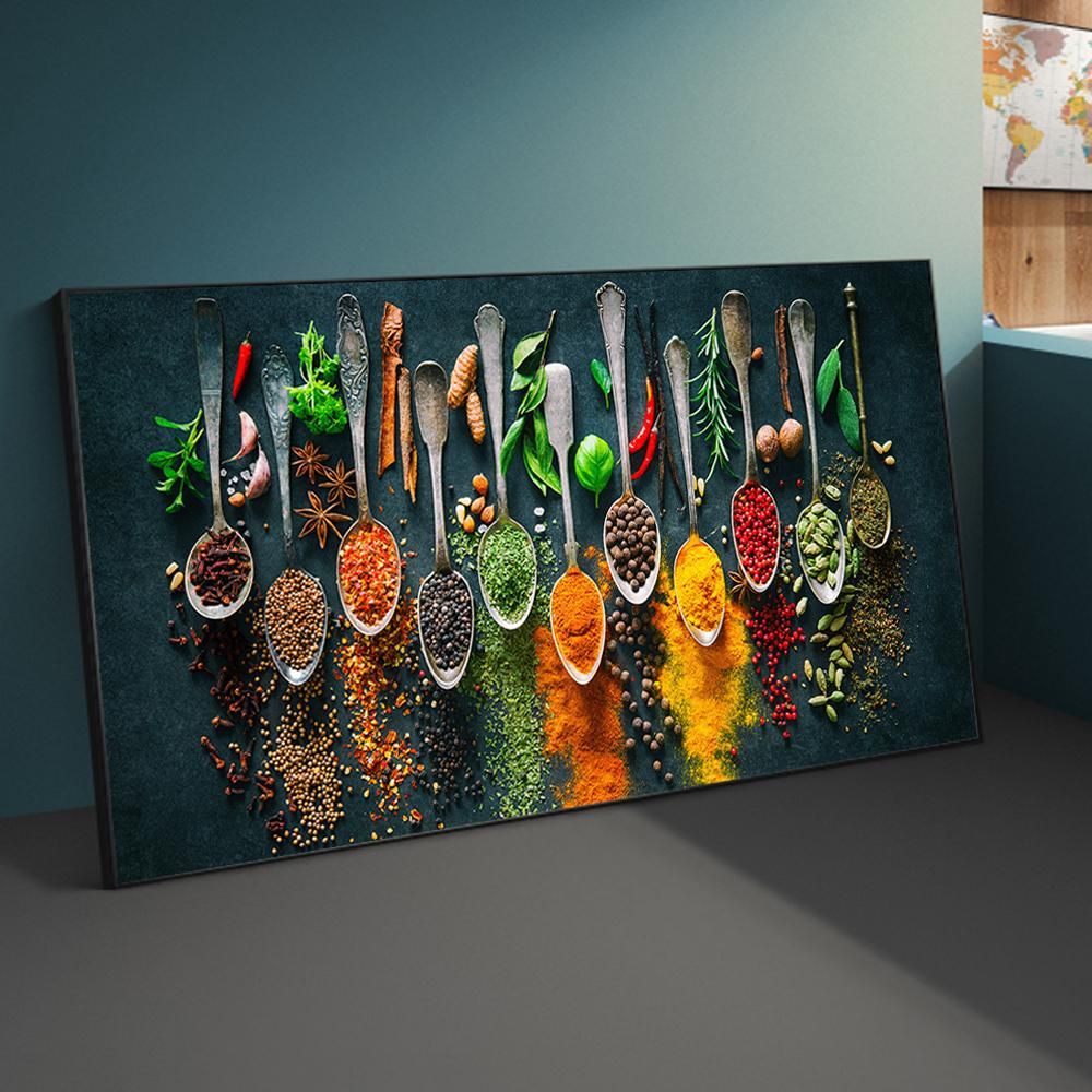 2021 Kitchen Theme Wall Art Posters And Prints Herbs And Spices On The Table Canvas Paintings On