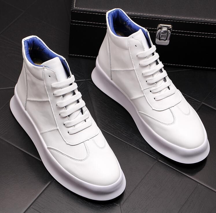 New Luxury Men Fashion High Top Sneakers Spring Autumn Casual High Shoes Men Leather Boots 