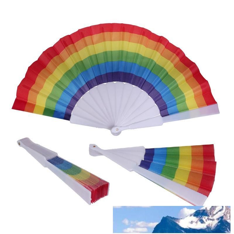 Rainbow Fans Rainbow Folding Fans Colorful Hand Held Fan Summer
