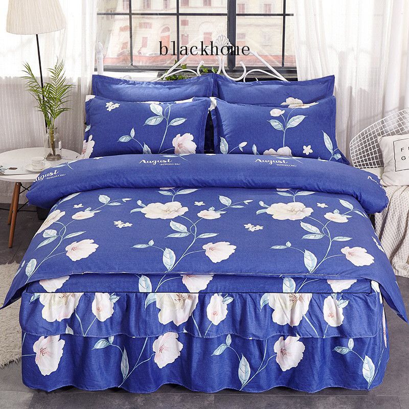 Cotton Bedding Sets For Home Suit Pleated Bed Skirt Bed Cover Sets Men ...