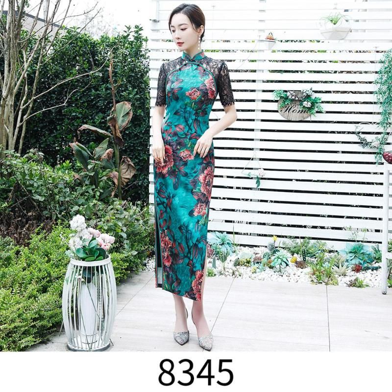 2021 Plus Size 3xl High Split Sexy Chinese Women Qipao Vintage Dress