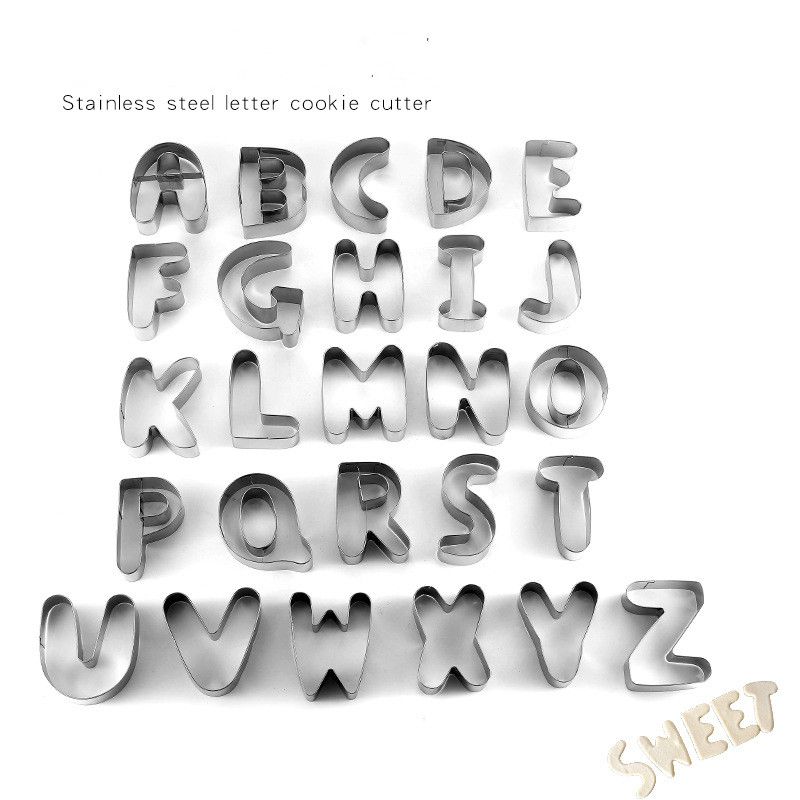 2021 Large Size Stainless Steel Alphabet Letter Cookie Cutters Mold Biscuit Number Cutter Set