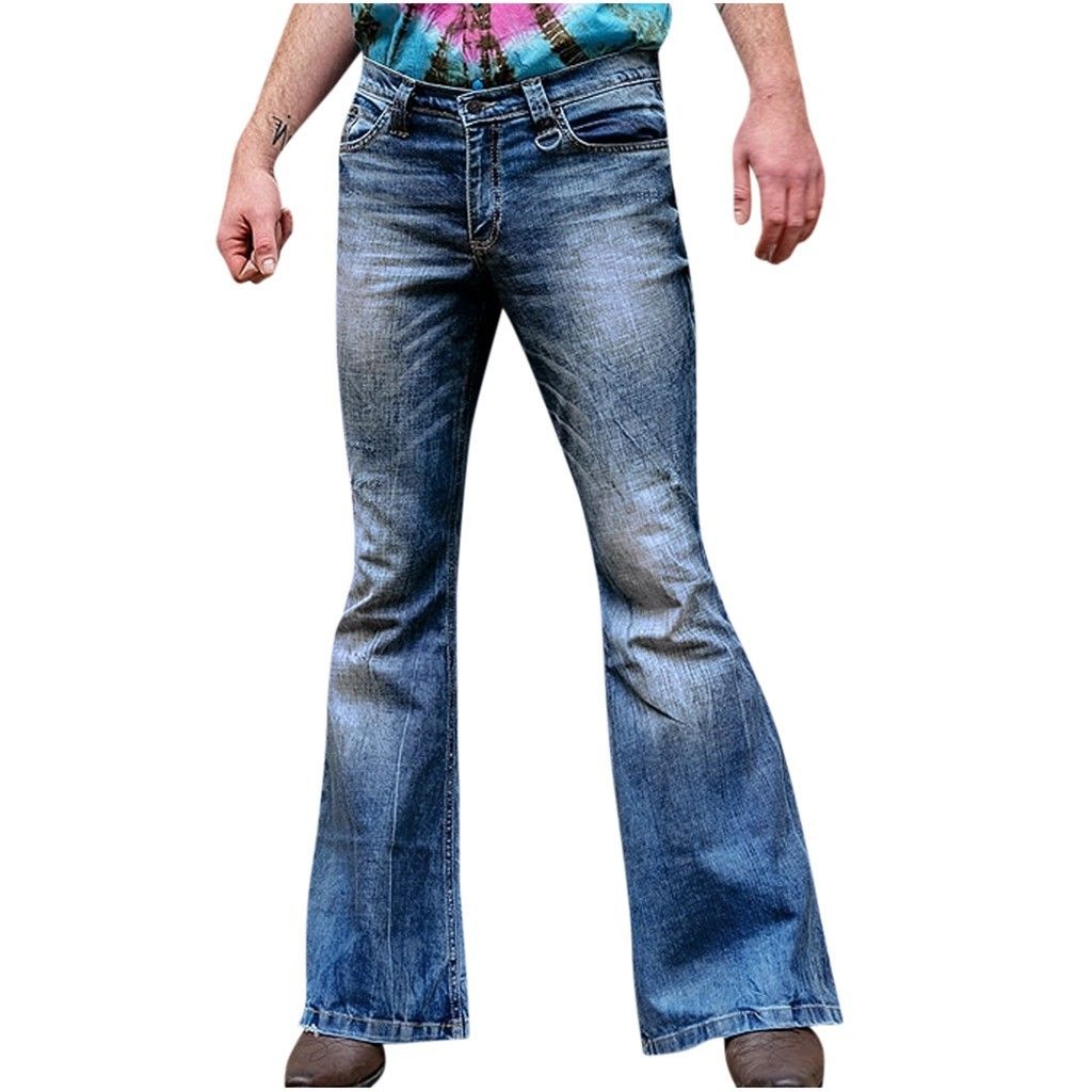 2021 New Mens Big Flared Jeans BootCut Leg Trousers Loose Male Designer ...