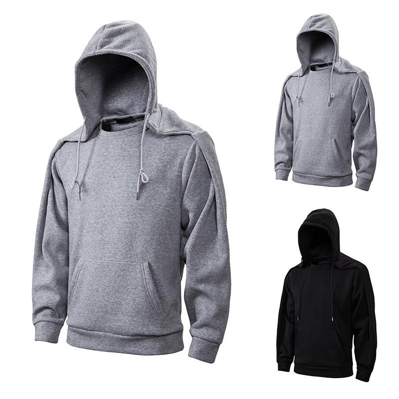 2021 Streetwear Hoodies Men Detachable Hooded Pullover Long Sleeve