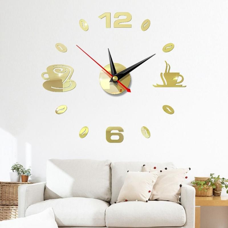 Creative Waterproof 3D Sticker Clock Wall Clocks Quartz Movement Mute