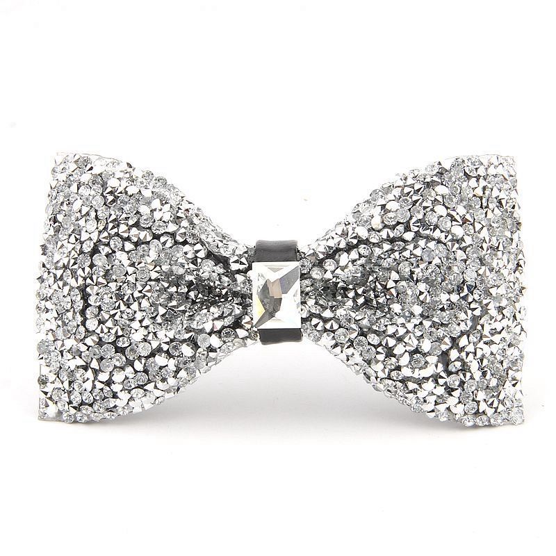 2021 Sparkly White Rhinestone Wedding Mens Bow Tie Fashion Diamond Best