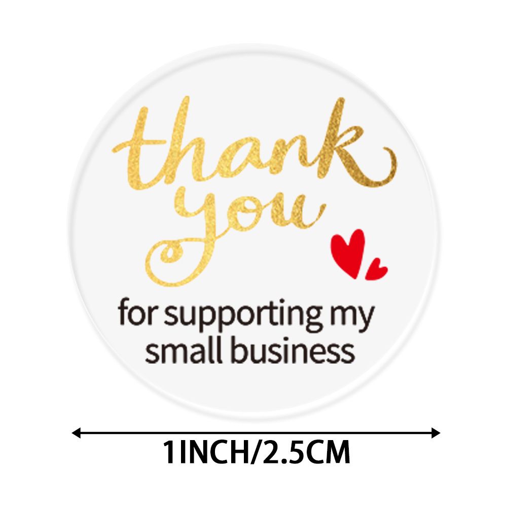 Clear Gold Thank You Stickers For Small Business With Heart For Card ...