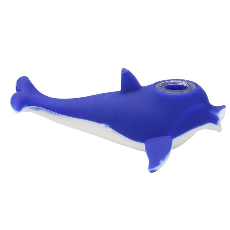 2021 Dolphin Silicone Pipe Water Bong Smoking Pipe With Thick Glass