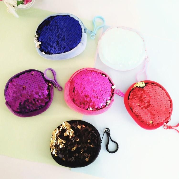 Sequin Round Coin Purse Wallet Mini Girls Change Money Storage Keychain Bag Party Favor Girl ...