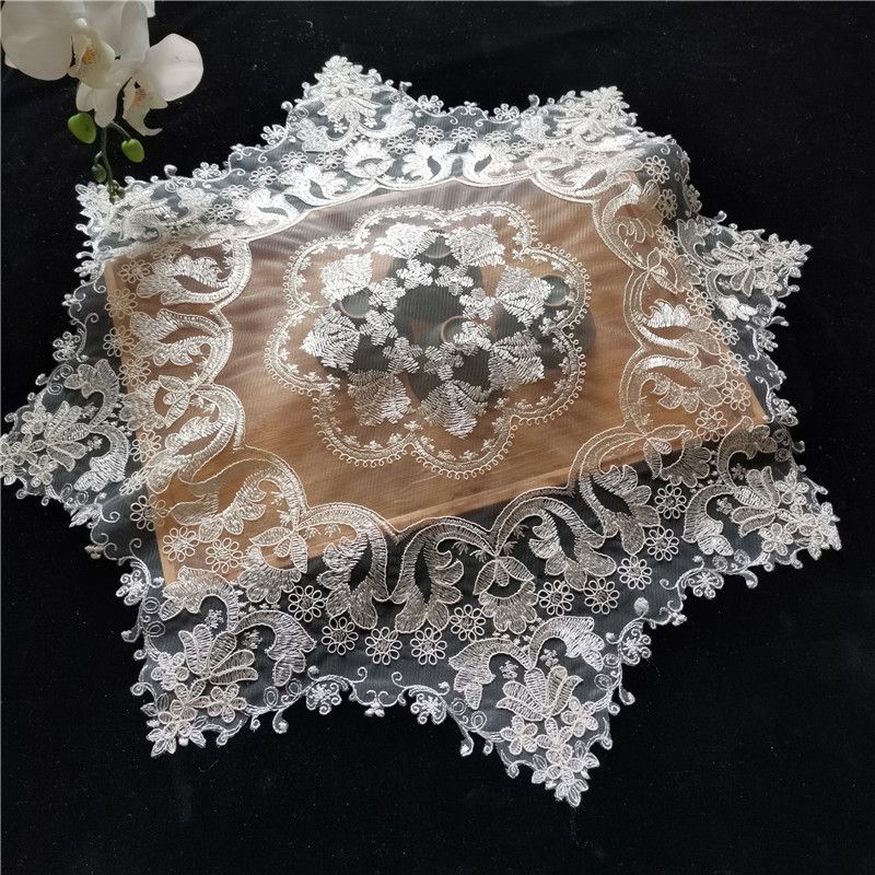 European Octagonal Lace Embroidery Chic Tablecloth Balcony Bedroom Small Round Table Cloth Mat
