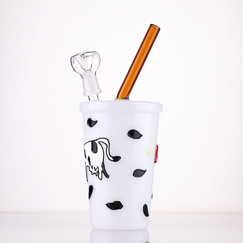 2021 Milk Cup Glass Pipe Beaker Bong Smoking Pipes Recycle Dab Rig With