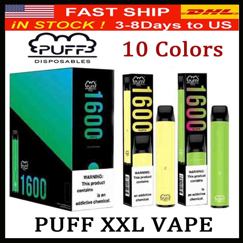 Newest PUFF XXL 1600 Puffs Hits Disposable Device Vape Pen Pre Filled