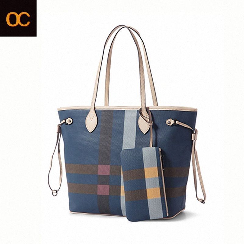 2020 Old Cobbler Women&#39;S Single Shoulder Bag Classic Da Mier Azur Plaid Coated Canvas Handbag ...