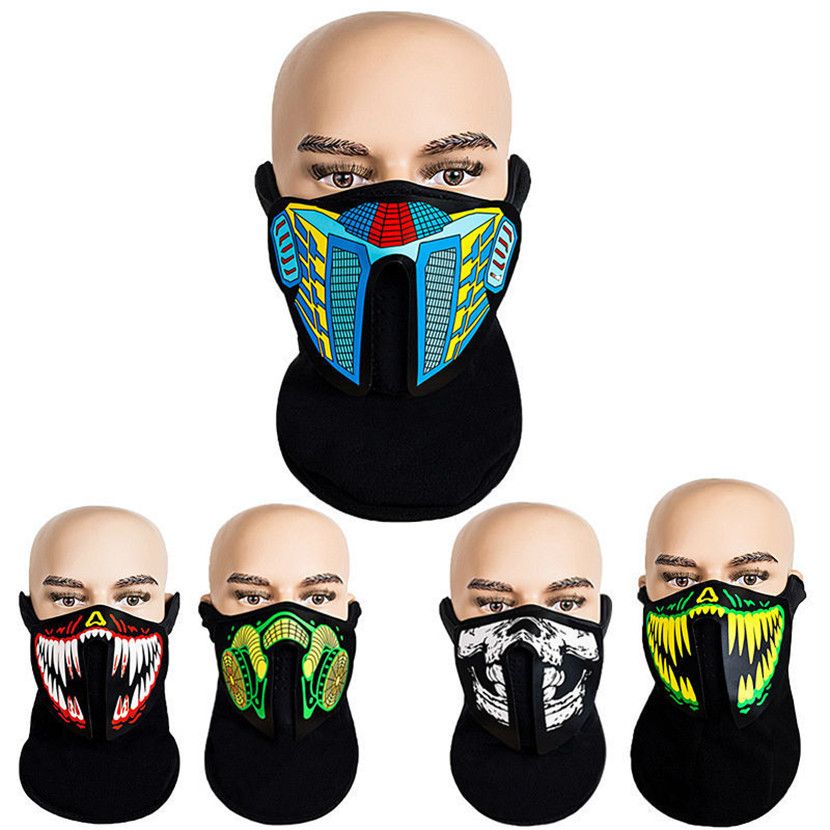 LED Light Up Face Mask Voice Activated Sound Control Face Masks