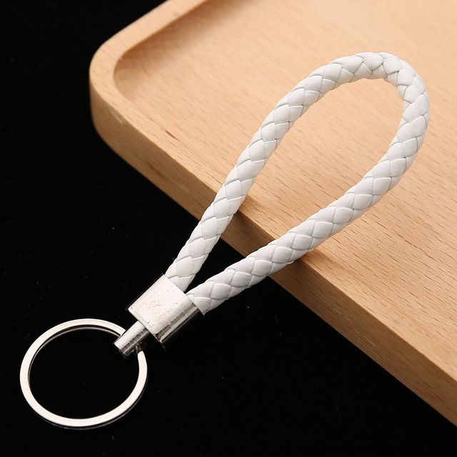 2021 PU Leather Braided Woven Rope Keychain DIY Bag Pendant Key Chain
