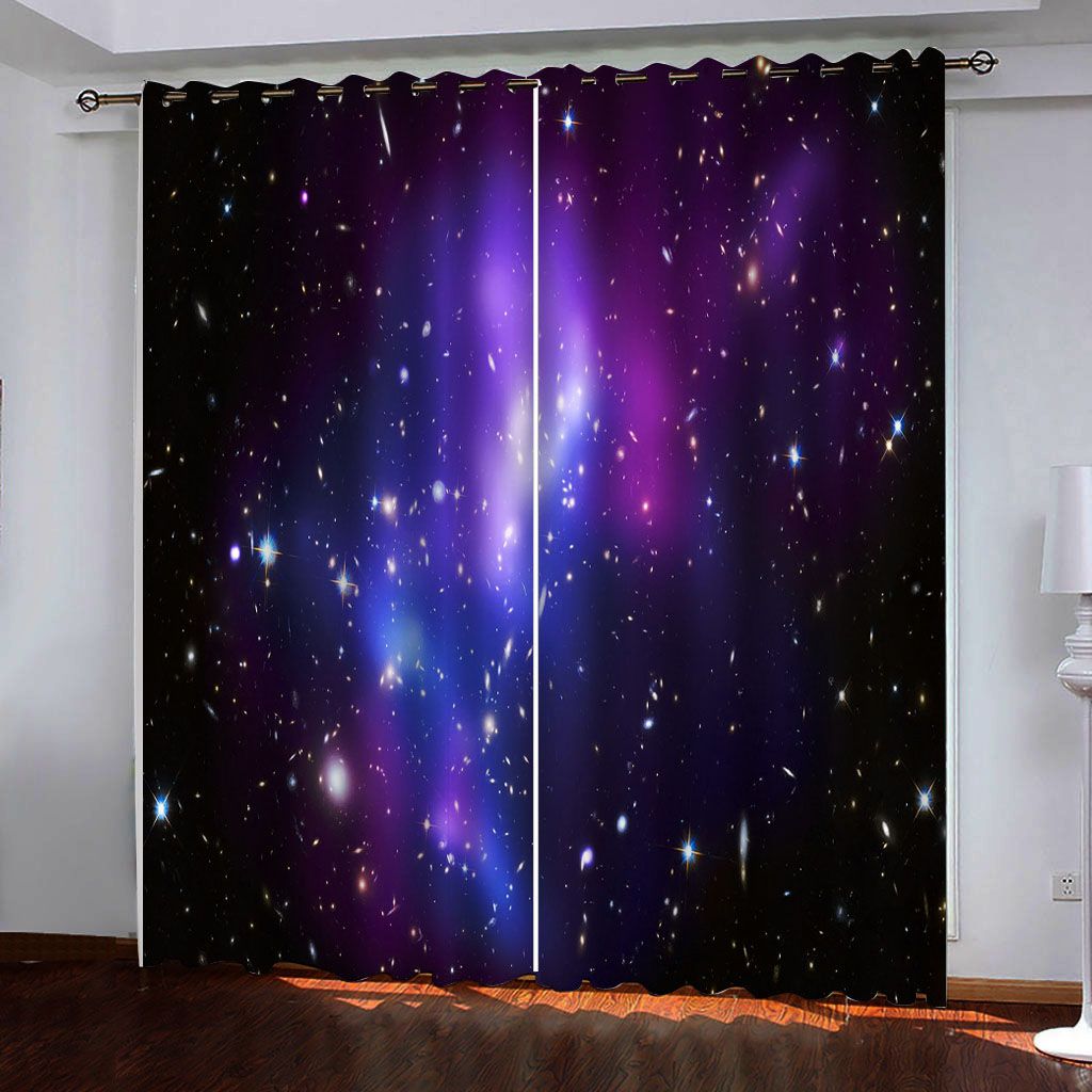 2021 Purple Sky Curtains Star 3D Curtains Living Room Bedroom Drapes ...