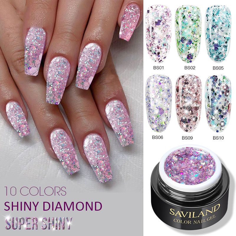 Glitter Nail Gel 6ml Nail Art Rhinestone Super Sticky Gem Gel Super