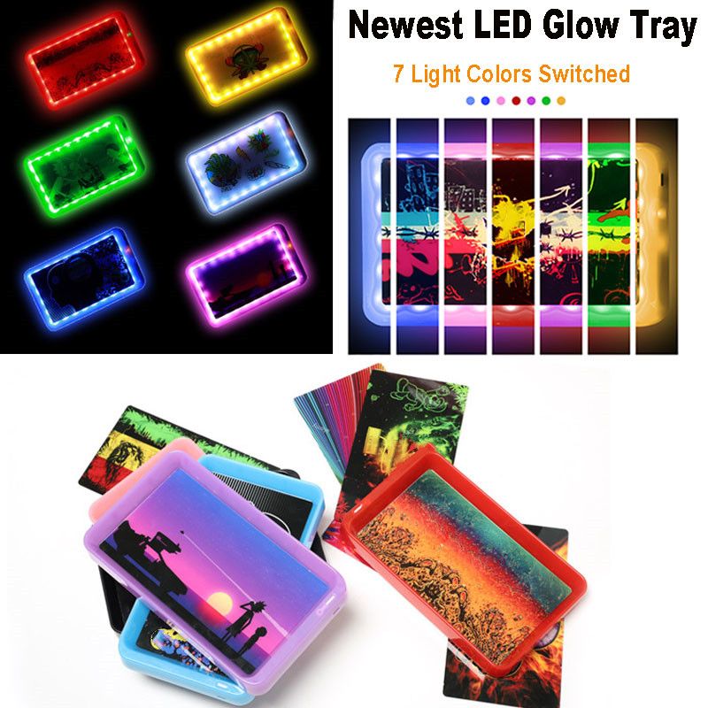 2021 New LED Glow Tray Rolling Color Printing Roll Tray Switched