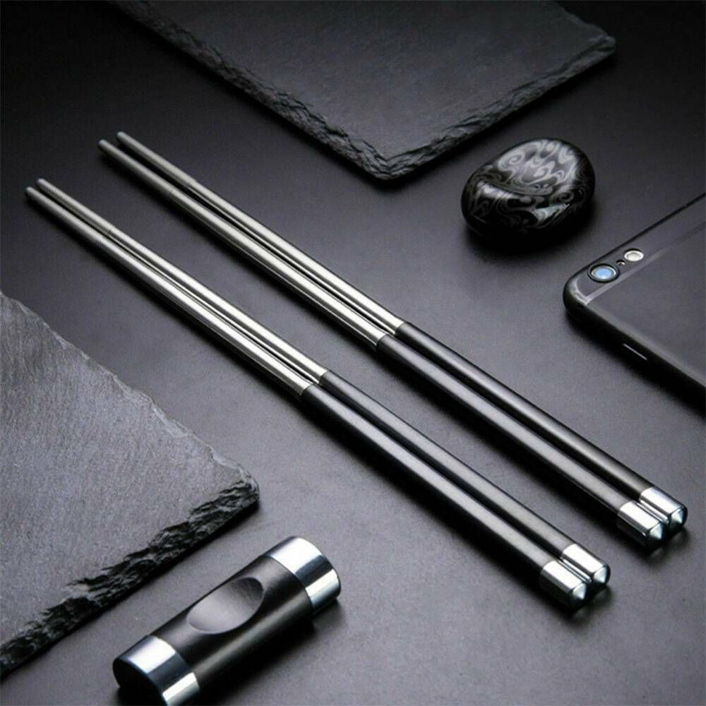 Top Quality 304 Stainless Steel Chopsticks With Black Slip Resistant
