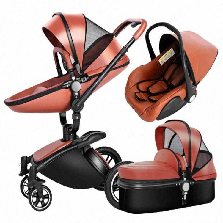 2021 Baby Stroller 2020 Most Popular PU Leather Material Baby Pram New