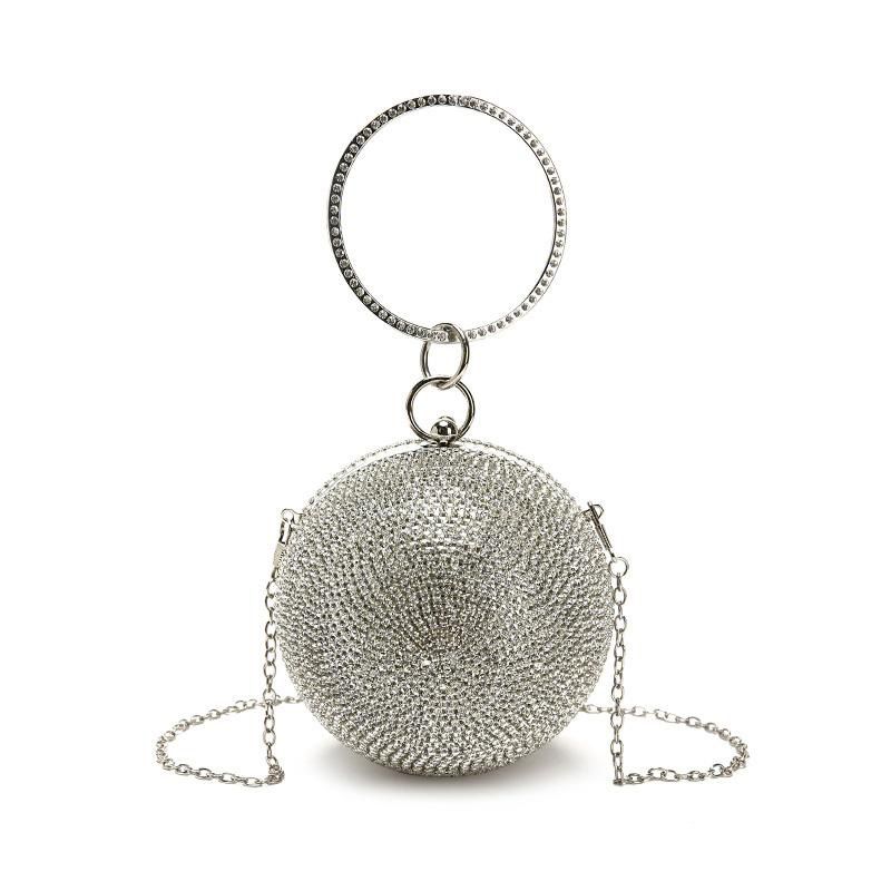 Silver Mini Round Ball Evening Bags For Women 2020 Fashion Diamonds Clutch Bag Ladies Messenger ...