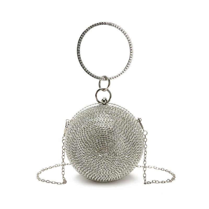 Silver Mini Round Ball Evening Bags For Women 2020 Fashion Diamonds