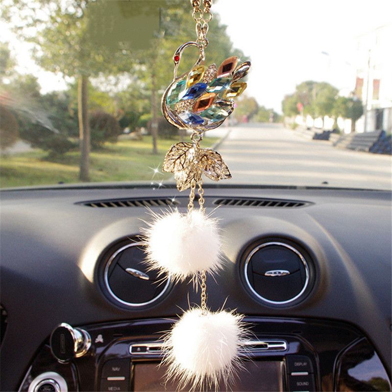 Car Rear View Mirror Charm Crystal Bling Hanging Ornament Rhinestone