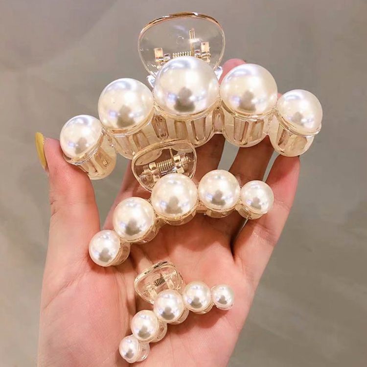 2021 Pearl Plastic Hair Claw Clips Clutcher Crab Jaw Barrettes Grips