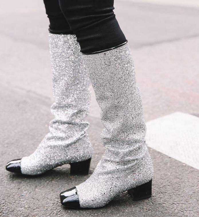 sparkly gray boots