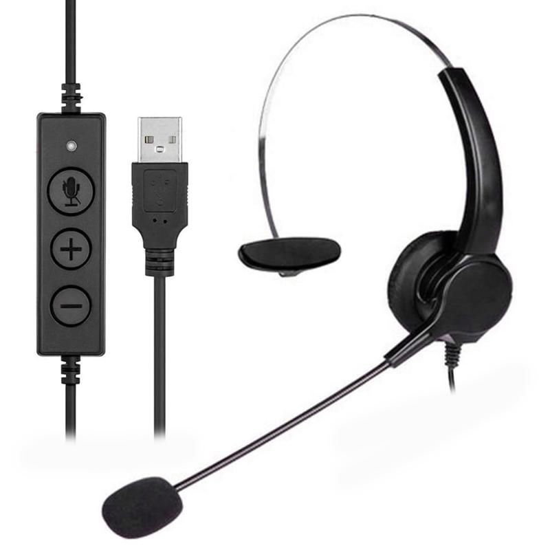 Telephone Headset Call Center Operator USB Corded 360Rotatable Offical