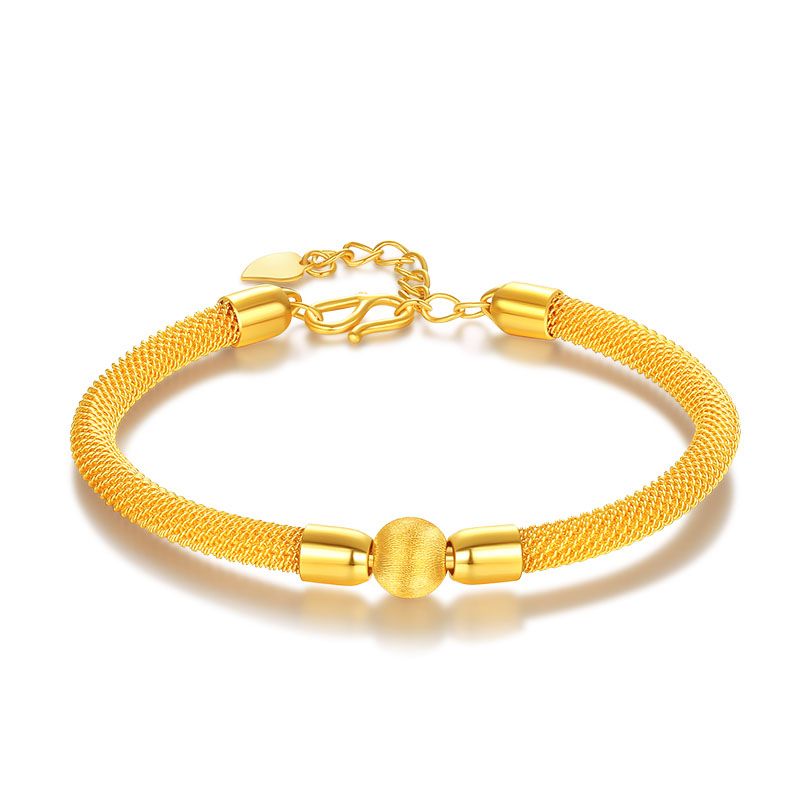 Pure 24K Yellow Gold Bangle Women Heavy Gold Ball Bangle 16.2g From