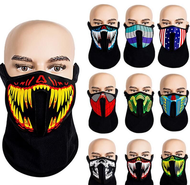 LED Light Up Face Mask Voice Activated Sound Control Face Masks