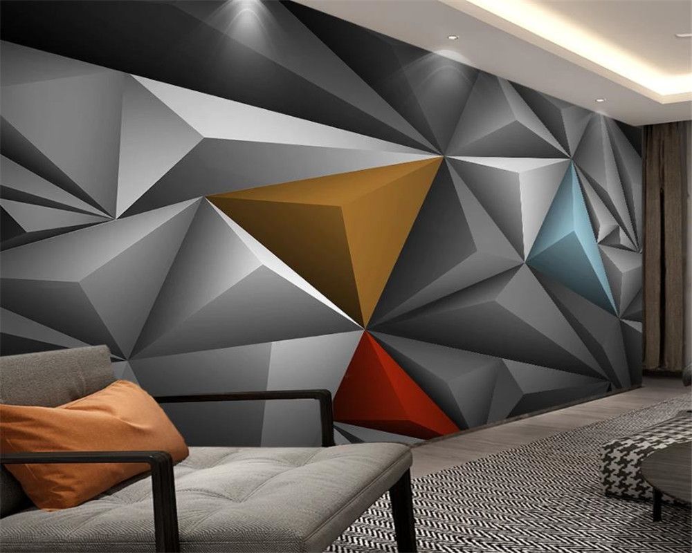 3d Geometric Wallpaper Photo Wallpaper Space Color European Modern Stereo Polygon HD Digital
