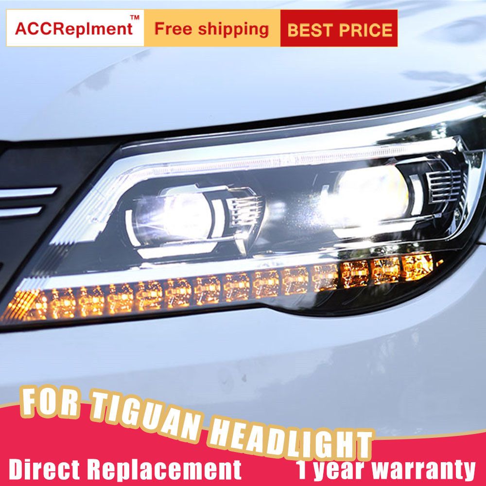 2021 LED Headlights For Volkswagen Tiguan 2009 2011 Car Lights Angel Eyes ALL Fog Daytime