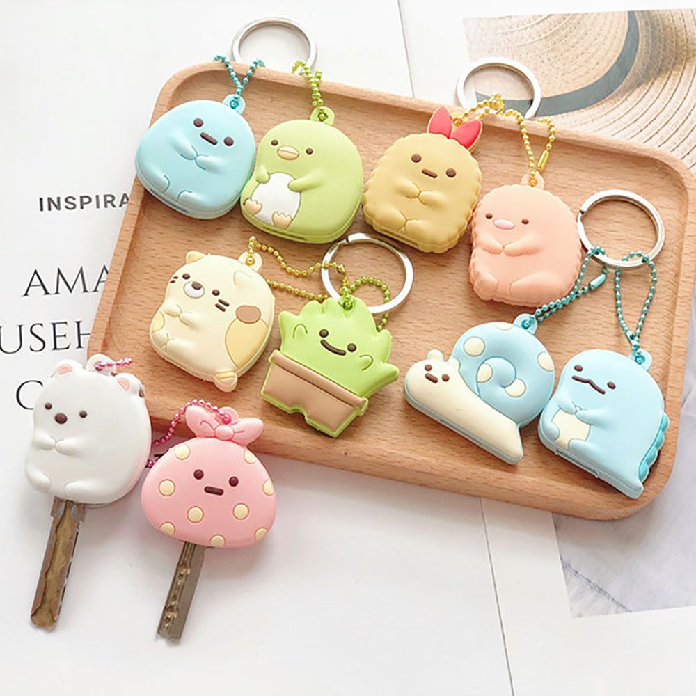 Cartoon Animal Key Cover Cute Anime Silicone KeyChains Women Funny Animal Key Holder Caps Child