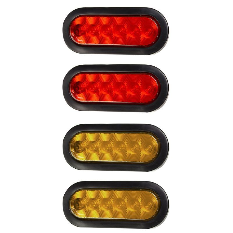 Oval 6 LED Trailer Tail Light Kit IP67 Waterproof Stop Turn Brake