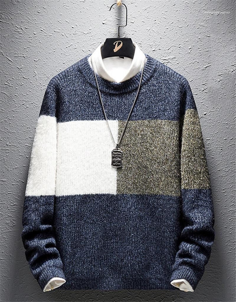 Panelled Mens Designer Sweaters Fashion Loose Pullover Mens Sweaters Casual Long Sleeve Males