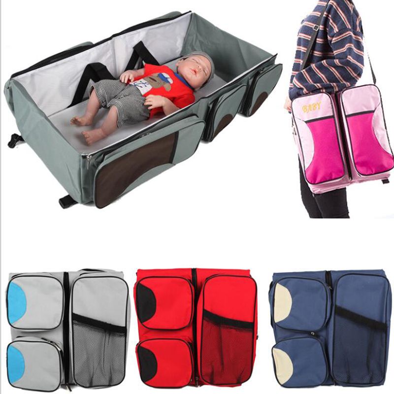 Newest Folding Crib Bag Portable Multi Functional Large Volume Diaper
