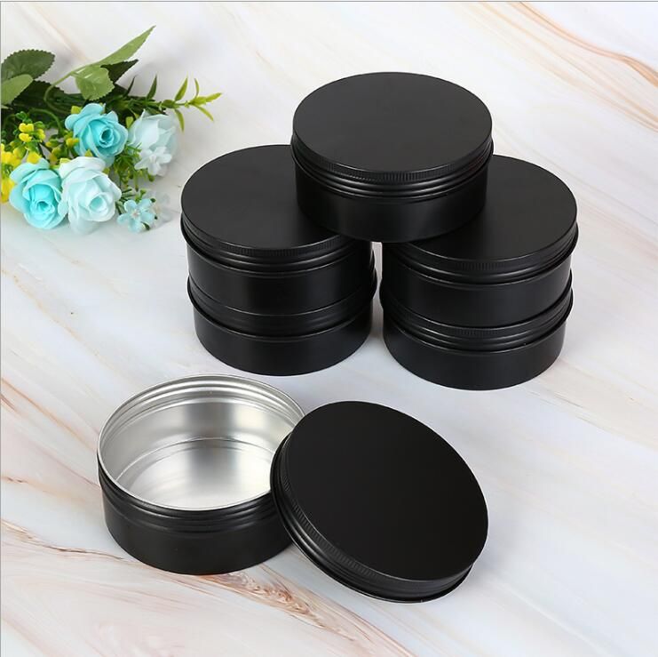 2021 250g 250ml Round Metal Candle Tin In Matte Black Aluminum
