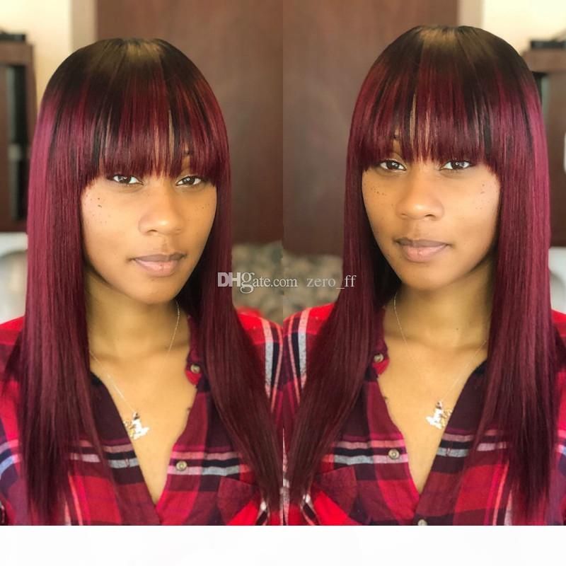 Burgundy Ombre 1B 99J Human Hair Lace Wig With Baby Hair Dark Root Wine